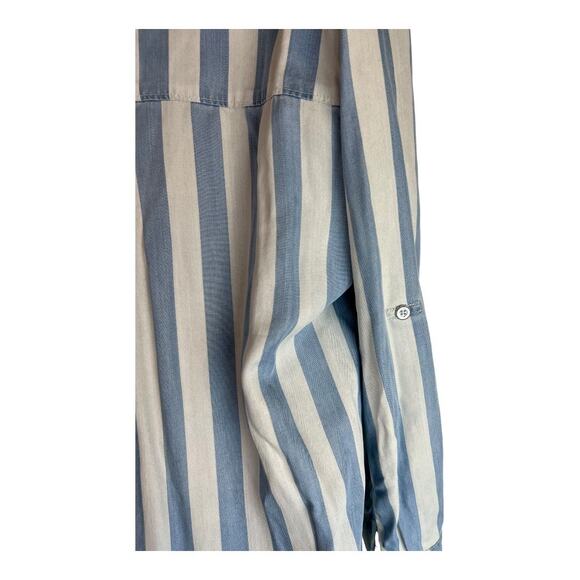 Dear John Blue White Striped Shirt Dress M Medium Tencel Comfy Oversized Popover - Picture 9 of 11